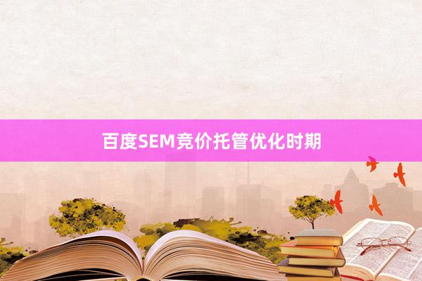 百度SEM竞价托管优化时期